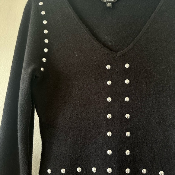 VERSONA Sweater dress XS Black V Neck Long sleeve very soft w/o ribbing NWOT - Picture 3 of 13